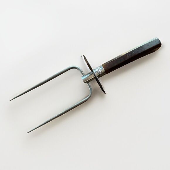 Vintage Meat Carving Fork Bakelite Handle Stainless Steel 10" Prongs Serving MCM - Picture 1 of 8